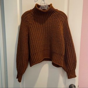 Low turtleneck sweater, burnt orange
